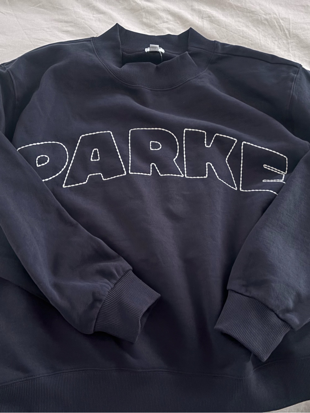 Parke x Target Mock Neck Navy Sweatshirt
Size L/XL NWT